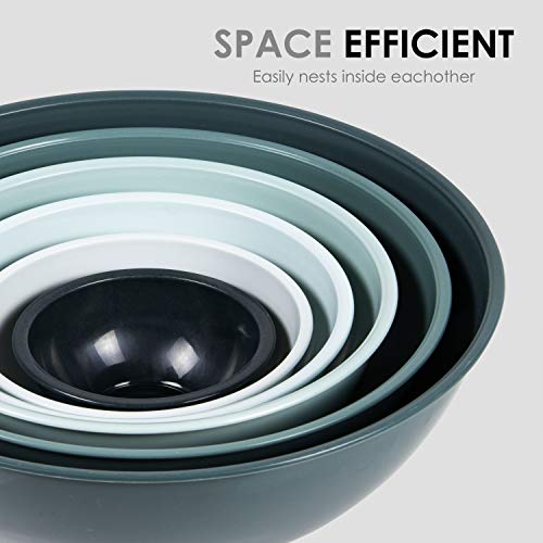 Cook with Color Plastic Mixing Bowls with Lids - 12 Piece Nesting Bowls Set includes 6 Prep Bowls and 6 Lids, Microwave Safe Mixing Bowl Set