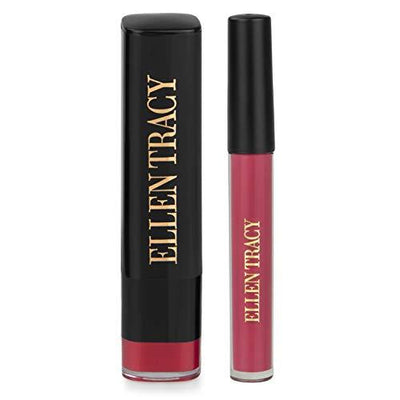 Ellen Tracy Matte Lipgloss and Lipstick Set, Lip Gloss and Lip Stick Set, Lipgloss Set for Women and Girls, Matte Lipstick - Sangria