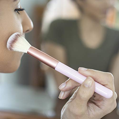 Nicole Miller Makeup Brush Collection, 7 Piece Makeup Brush Gift Set, Powder Brush, Foundation Brush, Eye Shadow Brush, Concealer Brush, Eyeliner Brush, Angled Eye Shadow Brush and Duo Brow Comb Brush