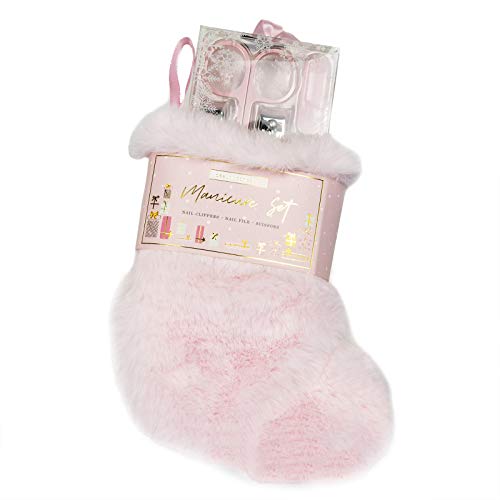 Live Green Holiday Manicure Set- 4 Piece Grooming Set with Nail Clippers, Scissors, and File in a Stocking