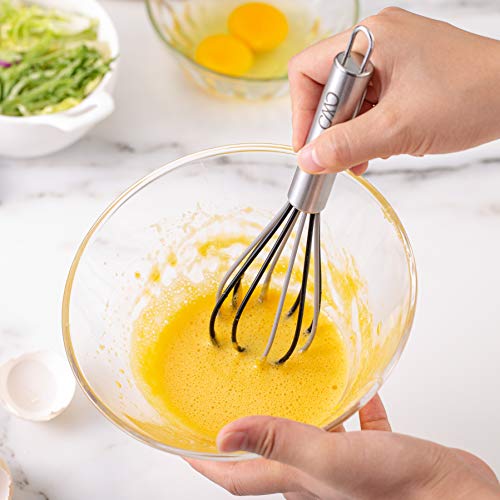 Cook With Color Set of Five MINI Kitchen Utensil Set - Silicone Kitchen Tools, Whisk, Tong, Spatula, Spoonula and Spoon (Black and White Collection)