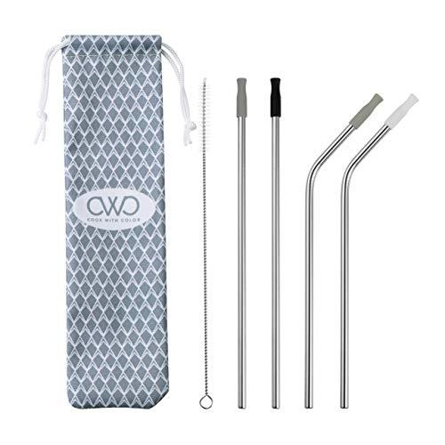 Cook With Color Silicone Straws with Travel Case and Cleaning Brush, 4 Reusable Straws, 1 Cleaning Brush and 1 Case