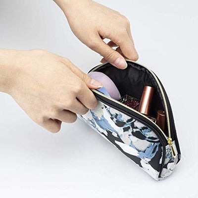 Once Upon A Rose 3 Pc Cosmetic Bag Set, Purse Size Makeup Bag for Women, Toiletry Travel Bag, Makeup Organizer, Cosmetic Bag for Girls Zippered Pouch Set, Large, Medium, Small (White Floral Design)