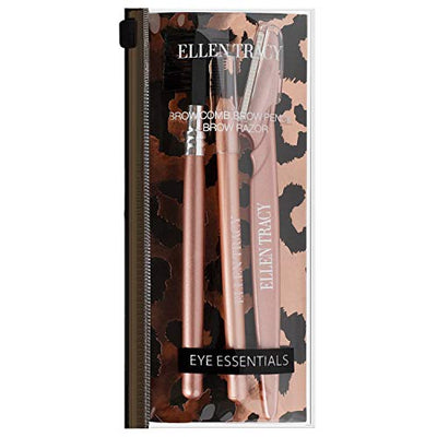 Eyebrow Kit by Ellen Tracy, Eyebrow Grooming Set for Flawless Brows, Eyebrow Set with Eyebrow Razor, Brown Eyebrow Pencil and Eyebrow Comb - Gold