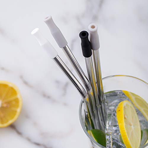 Cook With Color Silicone Straws with Travel Case and Cleaning Brush, 4 Reusable Straws, 1 Cleaning Brush and 1 Case