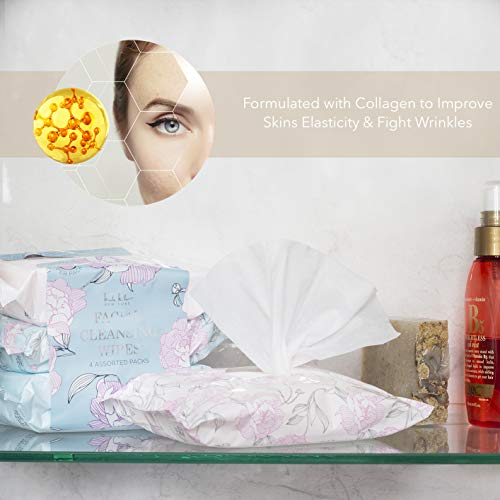 Nicole Miller 4 Pack Facial Wipes (30 Count Each) , 120 Facial Cleansing Cloths, Removes Makeup, Mascara, Dirt and Oil