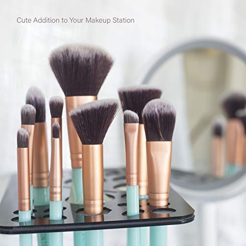 Nicole Miller Makeup Brush Collection, 10 Piece Makeup Brush Gift Set, Foundation Brushes, Face and Eye Makeup Brush Set