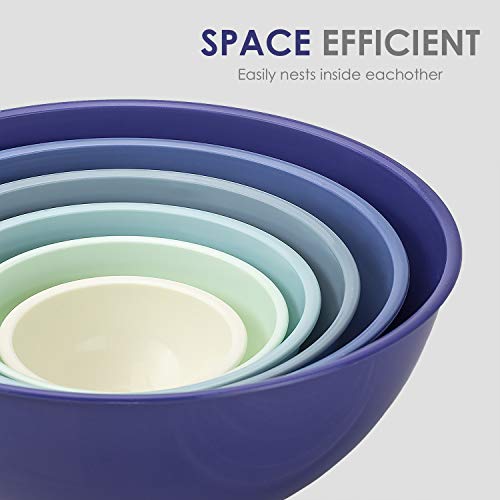 Cook with Color Plastic Mixing Bowls with Lids - 12 Piece Nesting Bowls Set includes 6 Prep Bowls and 6 Lids, Microwave Safe Mixing Bowl Set