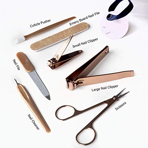 Ellen Tracy Manicure Set, 7 Piece Nail Kit in Cylinder Box, Manicure and Pedicure Tool Set with Emery Board, Cuticle Cleaner, 2 Nail Clippers, Nail File, Cuticle Pusher and Scissor