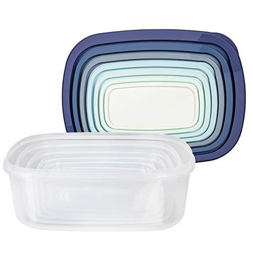 Cook with Color Rectangular Food Storage Containers with Lids, Easy-Find Nesting Plastic Containers, 14 Piece Set