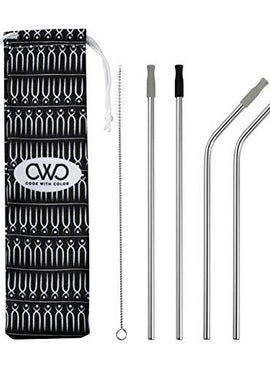 Cook With Color Silicone Straws with Travel Case and Cleaning Brush, 4 Reusable Straws, 1 Cleaning Brush and 1 Case