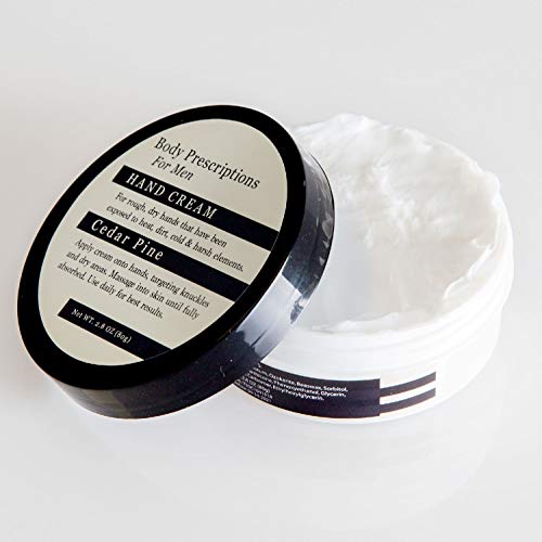 Body Prescriptions Intense Moisture Hand Cream/Moisturizer for Men for Rough and Dry Skin (Cedar Pine)
