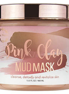 Belle Maison Pink Clay Peeling Hydrating Mud for Face, Purifies and Revitalizes Dry and Dull, Sensitive Skin, Pore Refining and Skin Brightening, Suitable For all Skin Types, 13.5 Fl Oz