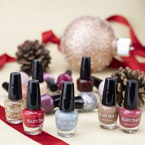 Ellen Tracy Nail Polish Set - Fingernail Polish for Women and Girls, 14 MINI Nail Polish Colors, Glossy and Glitter Quick to Dry Nail Polish