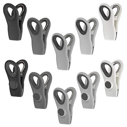 10 Piece Bag Clips with Magnet, Food Clips, Chip Clips, Bag Clips for Food Storage with Air Tight Seal Grip, Snack Bags and Food Bags (Black & White Collection)