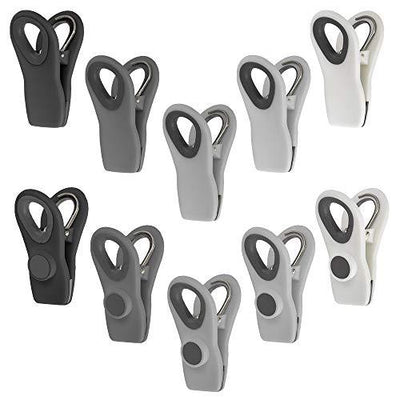 10 Piece Bag Clips with Magnet, Food Clips, Chip Clips, Bag Clips for Food Storage with Air Tight Seal Grip, Snack Bags and Food Bags (Black & White Collection)