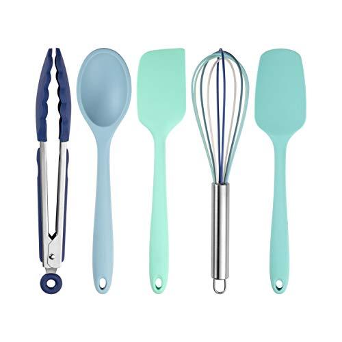 Cook with Color Silicone Cooking Utensils, 5 Pc Kitchen Utensil Set, Easy to Clean Silicone Kitchen Utensils, Cooking Utensils for Nonstick Cookware, Kitchen Gadgets Set