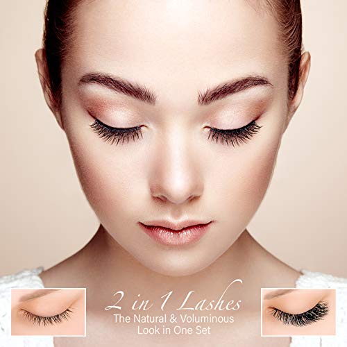 Nicole Miller Faux Eyelash Collection with Lash Glue in Tin Case, Set of Four False Lashes (Rose Gold Tin)
