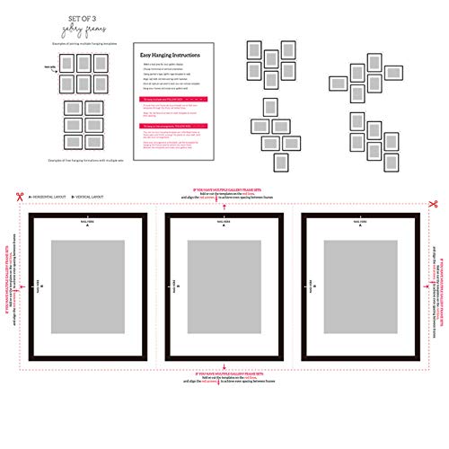 Sheffield Home Decor Collection- 3 Piece Picture Frame Set 11x14in, Matted to 8x10in