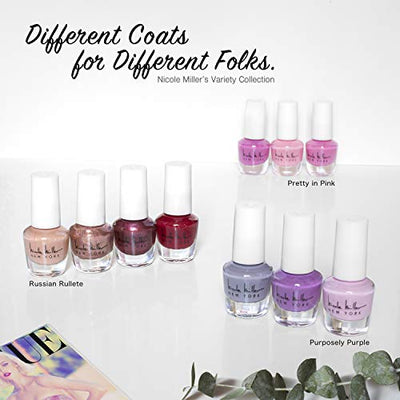 Nicole Miller Nail Polish Set, 10 Mini Nail Polish Colors, Polish Kit for Fingernails and Toenails, 0.12 Fl Oz Each