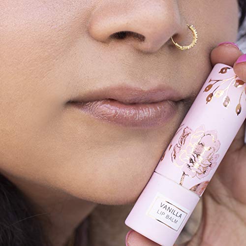 Nicole Miller 4 Pack Moisturizing Lip Balm Collection, Lip Softening Gift Set, Perfect Gift for Women and Girls (Mint, Vanilla, Rose, and Honey)