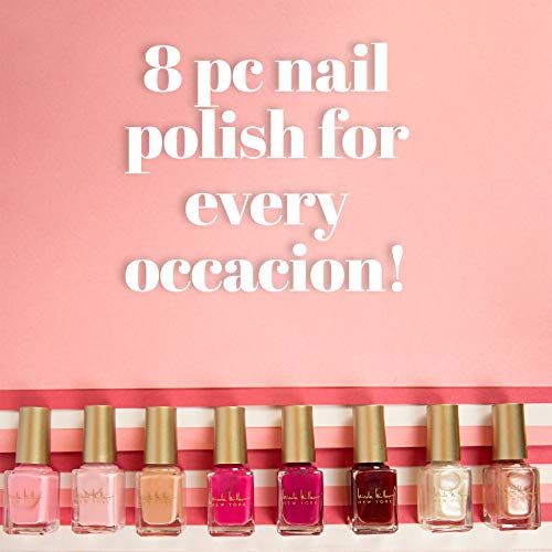 Nicole Miller Nail Polish Collection- 8 Piece Nail Polish Set in Bright Pink Colors