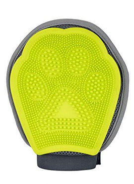 Precious Tails Grooming Mit for Dogs and Cats, Double Sided Pet Grooming Glove (Green and Gray)