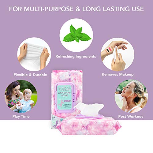 Beauty Concepts 2 Pack (60 Count Each) Magical Mint Facial Cleansing Wipes Detoxifies Skin and Removes Makeup Flip Top Pack