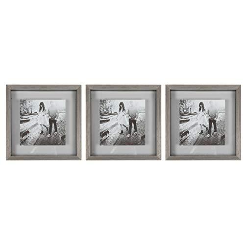 Sheffield Home Decor Collection- 3 Piece Picture Frame Set 12x12in, Floating to 8x8in