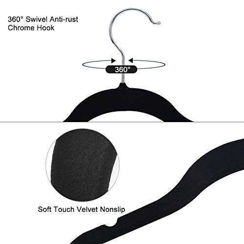 Raymond Waites Ultra-Thin Non-Slip Velvet Clothing Hangers with Clips, Flocked & Durable, Closet Space Saving, for Garments, Suits, Dresses, Pants, Shirts, Coats, 6 Pack