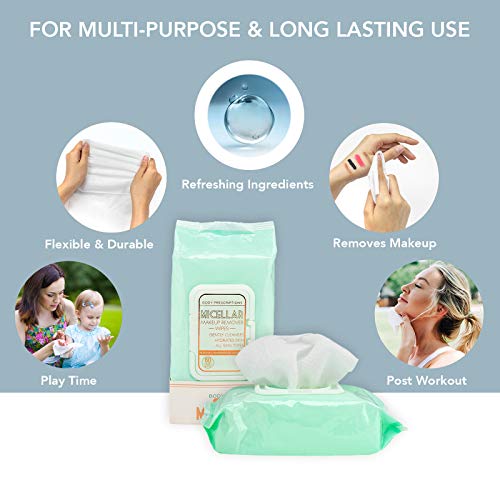 Body Prescriptions - 2 Pack (60 Count Each) Refreshing and Toning Micellar Water Wipes