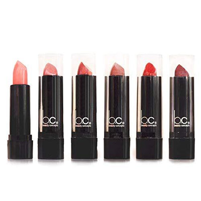 Beauty Concepts 6 Pack Lip Stick Set, Satin Lipstick Collection, Smooth, Highly Pigmented Lip Shades