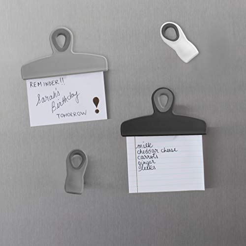 Cook with Color 8 Piece Bag Clips - 2 Large Heavy Duty Chip Clip and 6 Refrigerator Magnet Clips for Food Storage with Air Tight Seal Grip for Snack Bags and Food Bags (Black & White Collection)