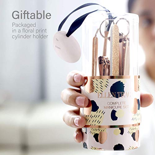 Ellen Tracy Manicure Set, 7 Piece Nail Kit in Cylinder Box, Manicure and Pedicure Tool Set with Emery Board, Cuticle Cleaner, 2 Nail Clippers, Nail File, Cuticle Pusher and Scissor