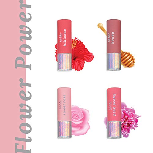 Nicole Miller 4 Pack Lip Balm Set- Moisturizing Lip Balm in Honey, Hibiscus, Sweet Rose, and Pink Peony