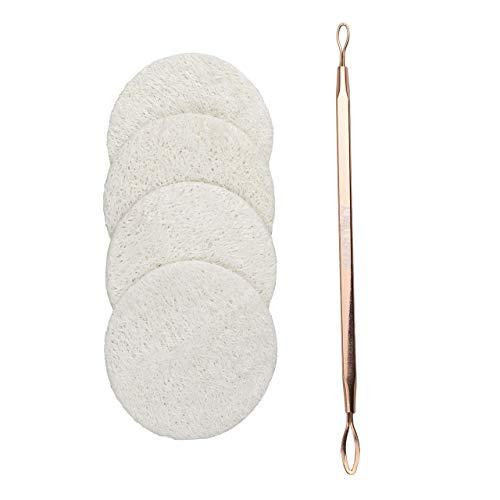 Ellen Tracy Blackhead and Whitehead Extractor, Comedone Extractor Tool for Removing Facial Blemishes Plus 4 Loofah Complexion Discs for Clear and Smooth Skin