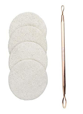 Ellen Tracy Blackhead and Whitehead Extractor, Comedone Extractor Tool for Removing Facial Blemishes Plus 4 Loofah Complexion Discs for Clear and Smooth Skin