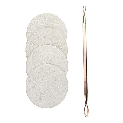 Ellen Tracy Blackhead and Whitehead Extractor, Comedone Extractor Tool for Removing Facial Blemishes Plus 4 Loofah Complexion Discs for Clear and Smooth Skin