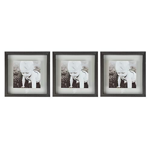 Sheffield Home Decor Collection- 3 Piece Picture Frame Set 12x12in, Floating to 8x8in