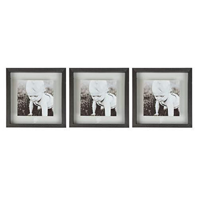 Sheffield Home Decor Collection- 3 Piece Picture Frame Set 12x12in, Floating to 8x8in