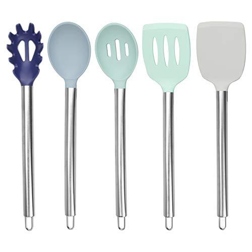 Cook with Color Silicone Cooking Utensils, 5 Pc Kitchen Utensil Set, Easy to Clean Silicone Kitchen Utensils, Cooking Utensils for Nonstick Cookware, Kitchen Gadgets Set