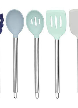 Cook with Color Silicone Cooking Utensils, 5 Pc Kitchen Utensil Set, Easy to Clean Silicone Kitchen Utensils, Cooking Utensils for Nonstick Cookware, Kitchen Gadgets Set