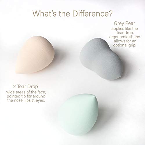 Nicole Miller Makeup Sponges, 3 Piece Blender Gift Set, Blend, Highlight and Contour, Makeup Gift for Women and Girls (White Box)