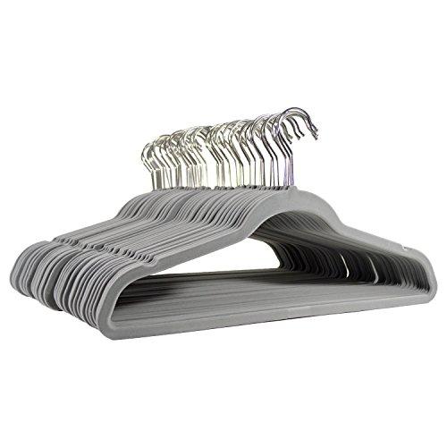 Michael Graves Design Ultra-Thin Non-Slip Velvet Clothing Hangers, Flocked & Durable, Closet Space Saving, for Garments, Suits, Dresses, Pants, Shirts, Coats, 50 Pack