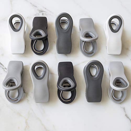 10 Piece Bag Clips with Magnet, Food Clips, Chip Clips, Bag Clips for Food Storage with Air Tight Seal Grip, Snack Bags and Food Bags (Black & White Collection)