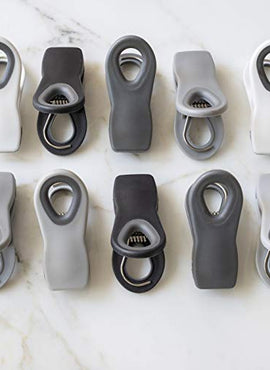 10 Piece Bag Clips with Magnet, Food Clips, Chip Clips, Bag Clips for Food Storage with Air Tight Seal Grip, Snack Bags and Food Bags (Black & White Collection)