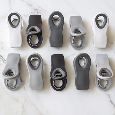 10 Piece Bag Clips with Magnet, Food Clips, Chip Clips, Bag Clips for Food Storage with Air Tight Seal Grip, Snack Bags and Food Bags (Black & White Collection)