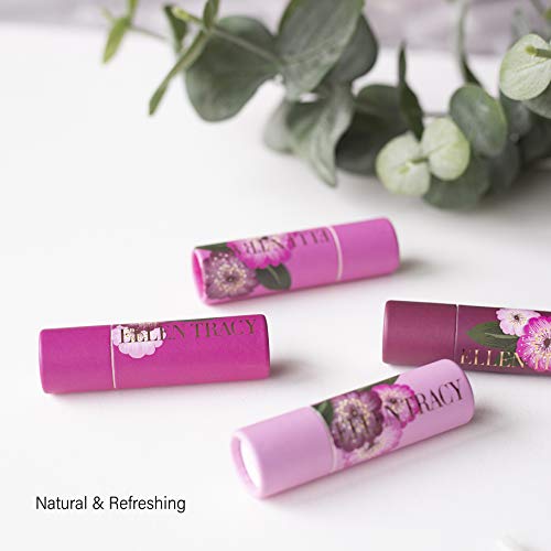 Ellen Tracy Four Piece Lip Balm Collection, Lip Softening Gift Set, Rose Gardenia, Water Lily, Cherry Blossom, and Spring Tulip Flavors