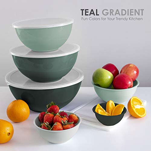 Cook with Color Plastic Mixing Bowls with Lids - 12 Piece Nesting Bowls Set includes 6 Prep Bowls and 6 Lids, Microwave Safe Mixing Bowl Set