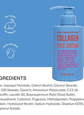 Body Prescriptions Skincare Collection- Face Cream with Collagen, 16 OZ